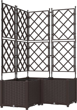vidaXL - Tuinbak - met - Trellis - 3 - st - Bruin - 80x80x143 - cm