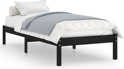 vidaXL - Bedframe - massief - grenenhout - zwart - 90x200 - cm