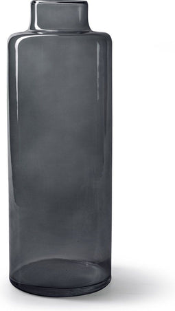 Jodeco Bloemenvaas Willem - transparant smoke glas - 11,5 x 32 cm - fles vorm vaas