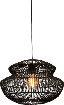 GOOD&MOJO Hanglamp Zanzibar - Rotan Zwart - Ø40x30cm - Modern - Hanglampen Eetkamer, Slaapkamer, Woonkamer
