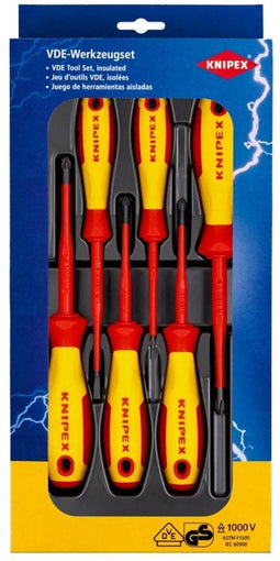 Knipex Schroevendraaierset VDE Plat, Kruiskop Phillips, Kruiskop Pozidriv