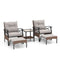Coast 5-Delige Tuinset - Polyrattan Balkonset - Stoelen Hockers Tafel - Bruin