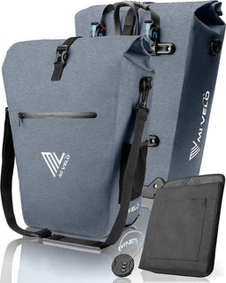 MIVELO Fietstas - Bagagedragertas - Waterdicht 100% PVC-vrij met laptopvak en slot - Jeans-blauw