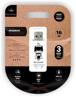 Tech1Tech TEC4018-16 - Usb-stick - 16GB - Wit