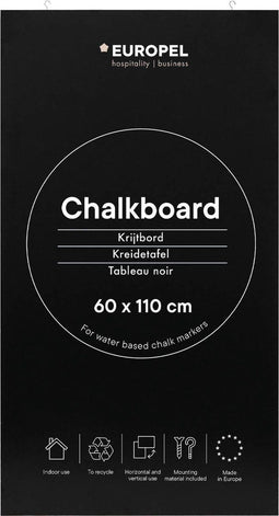 Europel krijtbord zonder lijst – muurdecoratie – tekenbord - 60x110cm
