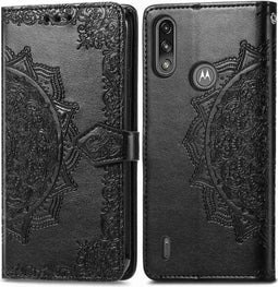 imoshion Hoesje Geschikt voor Motorola Moto E7i Power Hoesje Met Pasjeshouder - imoshion Mandala Bookcase - Zwart