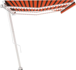 vidaXL - Luifel - handmatig - uittrekbaar - met - LED - 600x350 - cm - oranje - en - bruin