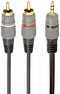 Gembird CCA-352-1.5M - Audio-verloopkabel 3.5mm naar 2 x RCA - Vergulde connectoren - Zwart