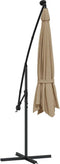 vidaXL - Zweefparasol - met - LED-verlichting - en - metalen - paal - 350 - cm - taupe