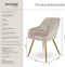 tectake® Eetkamerstoel Marilyn - Gestoffeerd - Ergonomisch - Taupe/Goud
