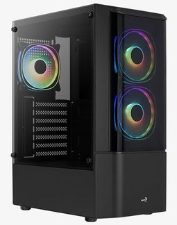 Aerocool Quantum - Midi Tower PC - 3x 12cm RGB Fan - Zwart