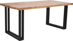 feel furniture - 180x90 Eettafel - Massief Boomstamblad Eiken - 5 cm dik -Twin U Frame