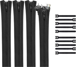 Kabel organiser set - 10 x Kabelgoot en 20 x kabelbinders, Kabel management, Thuis en kantoor bureau - Kabelbeschermer, Kabelhoes, Kabelhouder, Kabelsok - Zwart - ACROPAQ