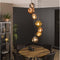 Hanglamp van 7 Lampen - Stellar - Getrapt 7- Lichts - Metaal - Glas - Goud - Koper en Chroom - Woonkamer - Keuken - Trappengat - Hanglamp in Hoogte Verstelbaar tot 280 cm - Voedingstype Netstroom