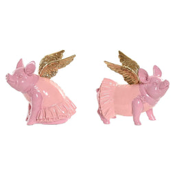 Decoratieve figuren Home ESPRIT Roze Varken 19 x 11 x 17 cm (2 Stuks)