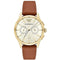 Emporio Armani Heren Horloge - Chronograaf 42 mm - Bruine leren band - Crème wijzerplaat
