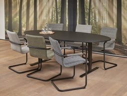 Vergadertafel Teez ellips 220x110cm frame Antraciet (Ral 7016) blad Antraciet eiken
