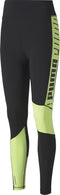 PUMA Train Logo High Rise 7/8 Tight - Dames Sportlegging - Zwart-Geel - Maat S
