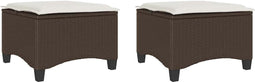 vidaXL - Tuinkrukken - met - kussens - 2 - st - 55x55x36 - cm - poly - rattan - bruin