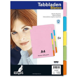 10 Sets tabbladen 4-gaats 5-delig karton Kangaro