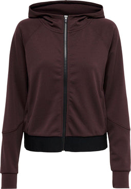Only Play Sportvest Dames - Regular Fit - Met Capuchon - Bruin/Bordeaux Rood (Maat S)