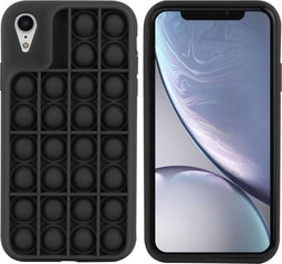 iMoshion Hoesje Geschikt voor iPhone Xr Hoesje Siliconen - iMoshion Pop It Fidget Toy - Pop It hoesje - Zwart