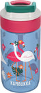 Kambukka Lagoon Drinkfles voor kinderen 400ml Blue Flamingo - met geïntegreerd rietje - drinkbus kinderen blauw - drinkbeker voor school