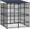 vidaXL - Hondenkennel - met - dak - 3,69 - m² - staal