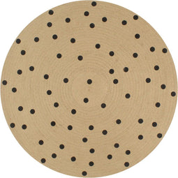 vidaXL - Vloerkleed - handgemaakt - met - print - polkadot - 150 - cm - jute