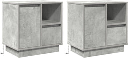 vidaXL - Nachtkastjes - met - LED - - - 2 - stuks - - - Betongrijs - - - 50x34.5x50 - cm