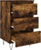 vidaXL - Nachtkastje - 40x35x69 - cm - bewerkt - hout - gerookt - eikenkleurig