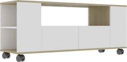 vidaXL - Tv-meubel - 120x35x48 - cm - bewerkt - hout - wit - sonoma - eikenkleurig