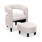 Costway Comfortabele Accent Stoel met Voetenbank, Ottomaanse Beige