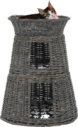 vidaXL - 3-delige - Kattenmandenset - met - kussens - 47x34x60 - cm - wilgen