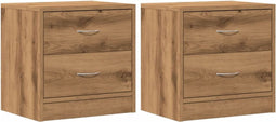 vidaXL - Nachtkastjes - 2 - st - 40x30x40 - cm - bewerkt - hout - artisanaal - eiken