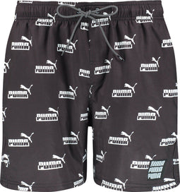PUMA SWIM MEN NO.1 LOGO AOP MID SHORTS - Sneldrogende technologie - Zwart/Wit