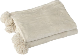 J-Line Plaid Pompom Polyester Beige/Munt