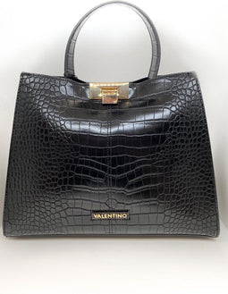 Valentino Bags Anastasia - Handtas - Croco-materiaal met gouden sluiting - Zwart