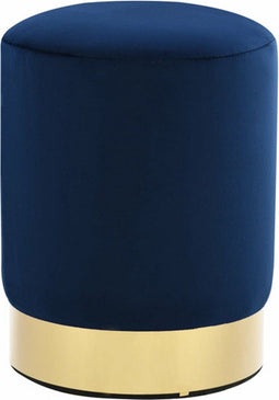 vidaXL - Kruk - fluweel - blauw - en - goudkleurig