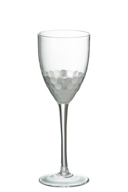 J-Line wijnglas - witte wijn - glas - zilver - woonaccessoires