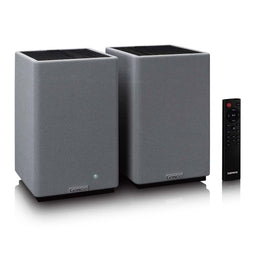 Lenco Hifi Speaker - Boekenplank speakers met Bluetooth - 80W - 2 stuks - Stereo set - SPB-240BKGY - Zwart/Grijs