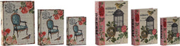 Set decoratieve dozen Home ESPRIT Bruin Hout Canvas Gebloemd 22 x 7,5 x 30 cm (2 Stuks)