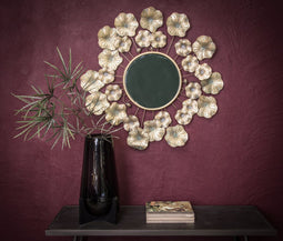 PTMD melia antiek goud spiegel van metaal met bloe