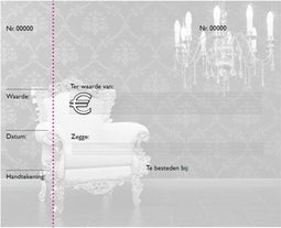 Cadeaubon bedrukt stoel + lamp 25 stuks