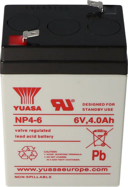 Yuasa NP4-6 accukabel PB 6 volt 4Ah Faston 4,8 mm