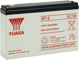 Yuasa NP7-6 accukabel PB 6 volt 7Ah Faston 4,8 mm