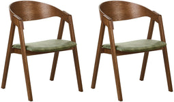 YUBA - Eetkamerstoel set van 2 - Donkerhout/Groen - Fluweel