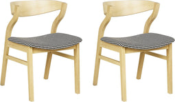 YUBA - Eetkamerstoel set van 2 - Donkerhout/Zwart/Wit - Bouclé