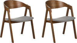 YUBA - Eetkamerstoel set van 2 - Lichthout/Pied-de-poule - Polyester