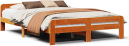 vidaXL - Bed - met - matras - massief - grenenhout - wasbruin - 140x190 - cm
